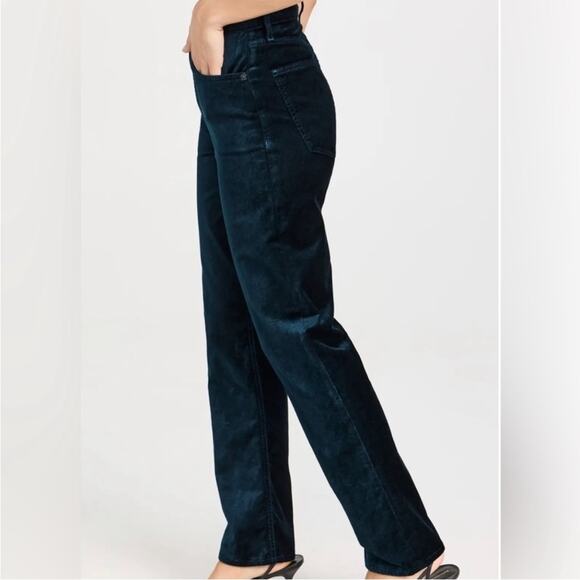 NWT RARE Agolde Black Velvet High Rise Stovepipe Straight Leg Pants Witchy- 27 - Picture 3 of 11